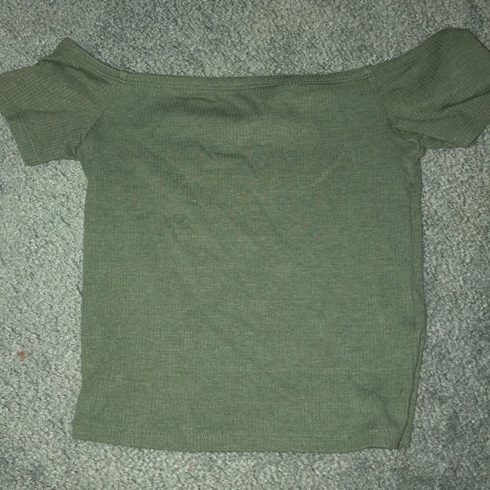 Green off the shoulder crop top